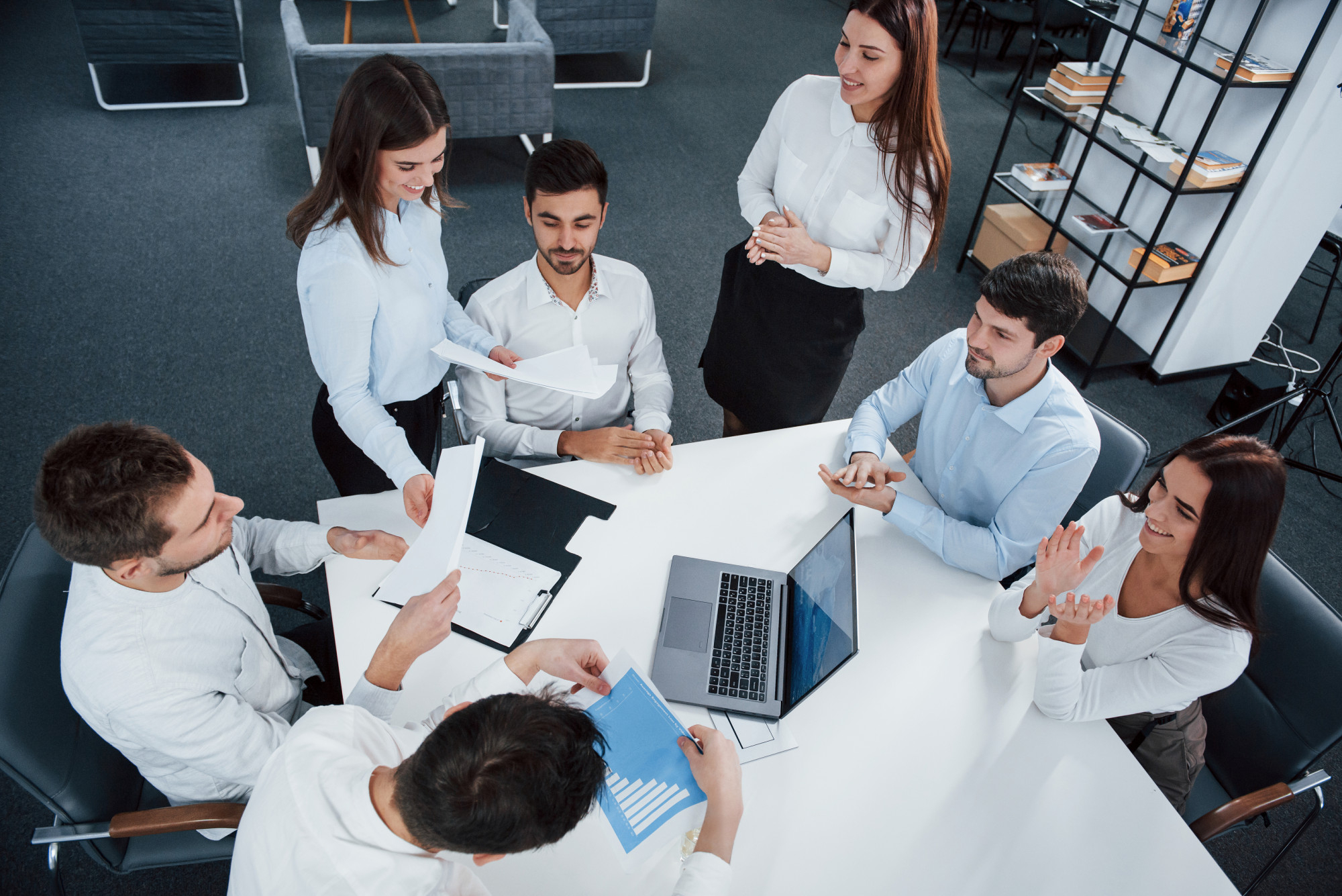 Colleagues collaborating around a table